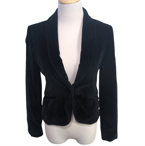 John Meyer of Norwich Jackets & Blazers - John Meyer Black Velvet Blazer Jacket, cropped, fully lined, women's size 6